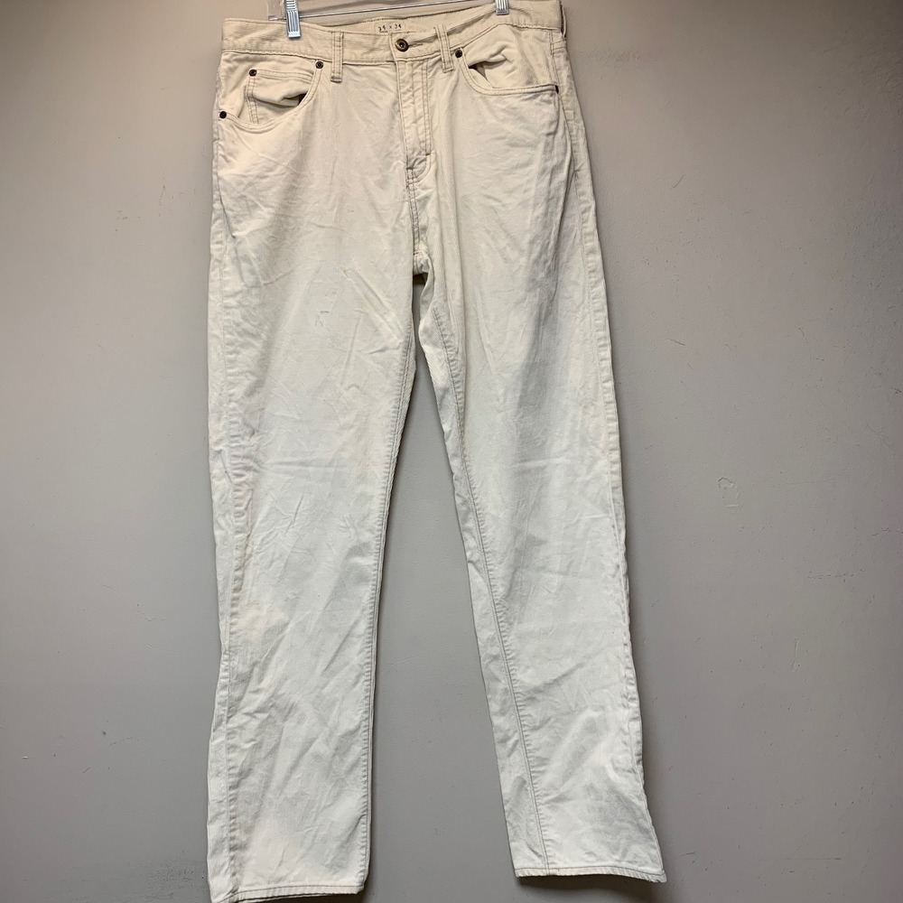 J.Crew Corduroy Pants Mens 34x34 Off-White Good Straight Leg Workwear 14556